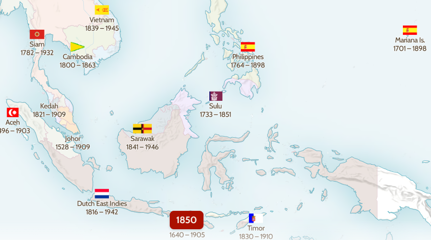 Peta negara-negara di Asia Tenggara pada sekitar 1850-an (sumber: Old Maps Online)